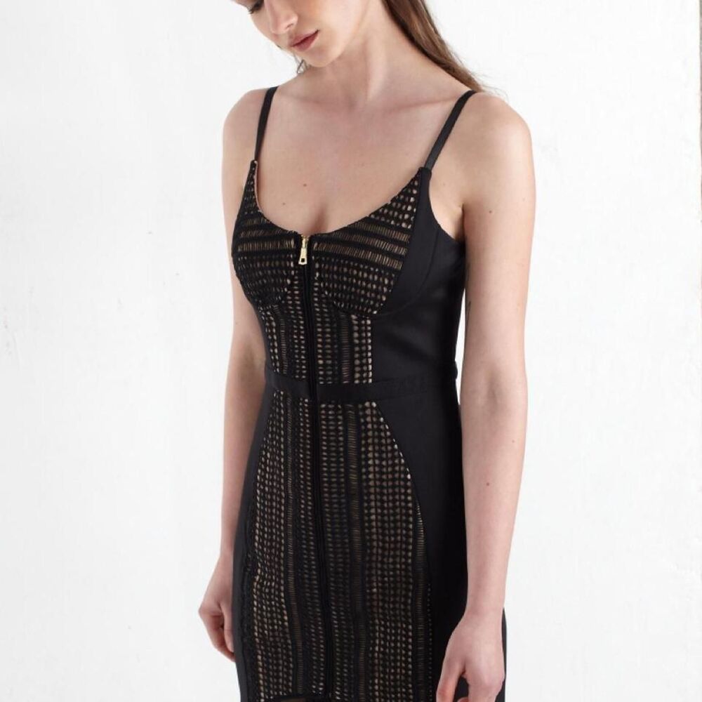 Three Floor Black lace midi dress with zipper - Picture 3 of 8